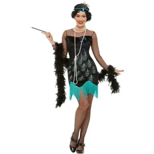 20s Peacock Flapper Costume Adult Green Black