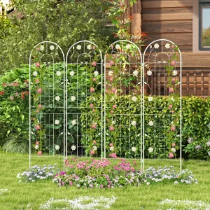 2/4 Pack Metal Garden Trellis 180 cm x 50 cm Wire Lattice Panel-White-4 Pack