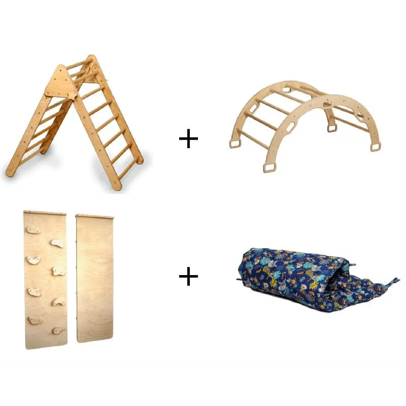 4 Pieces Climbing Set-Triangle, Arch Rocker, Pillow and Ramp