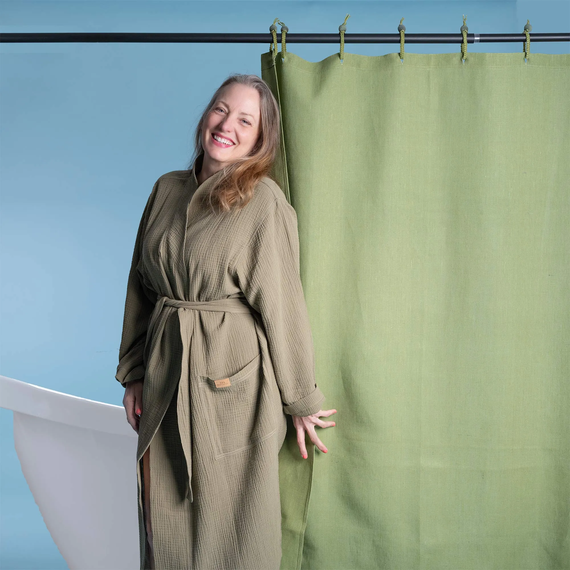 48x72 Hemp Shower Curtain 100% Organic (PVC-free, Plastic-free, Vinyl-free) (Stall Size) (100% Biodegradable) (MONTEBELLO)