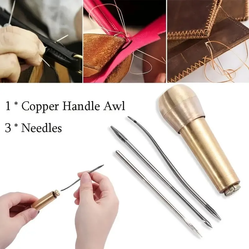 4pcs Canvas Leather Sewing Shoes Repair Tool Sets Awl Hand Stitching Taper Leathercraft Needle Tool Kit Leather Craft Sewing Supplies