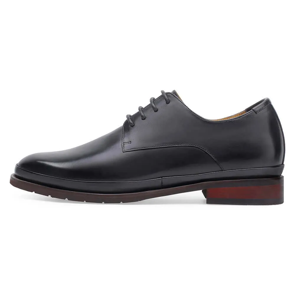 6 CM / 2.36 Inches - CMR CHAMARIPA Men's Elevator Shoes - High Heel Men Dress Shoes - Boutique Black Calfskin Leather Taller Shoes