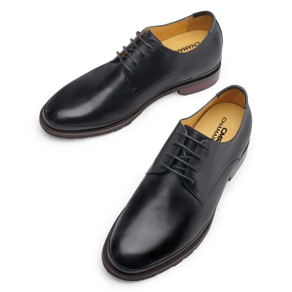 6 CM / 2.36 Inches - CMR CHAMARIPA Men's Elevator Shoes - High Heel Men Dress Shoes - Boutique Black Calfskin Leather Taller Shoes