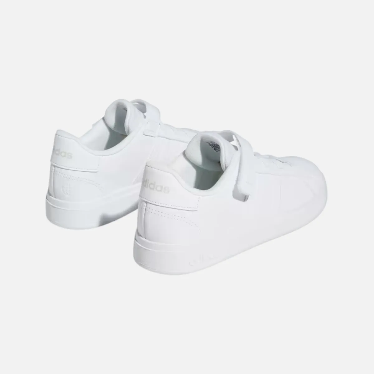 Adidas Grand Court Elastic Lace And Top Strap Kids Unisex Shoes (4-7 YEAR) -Cloud White/Cloud White/Grey One