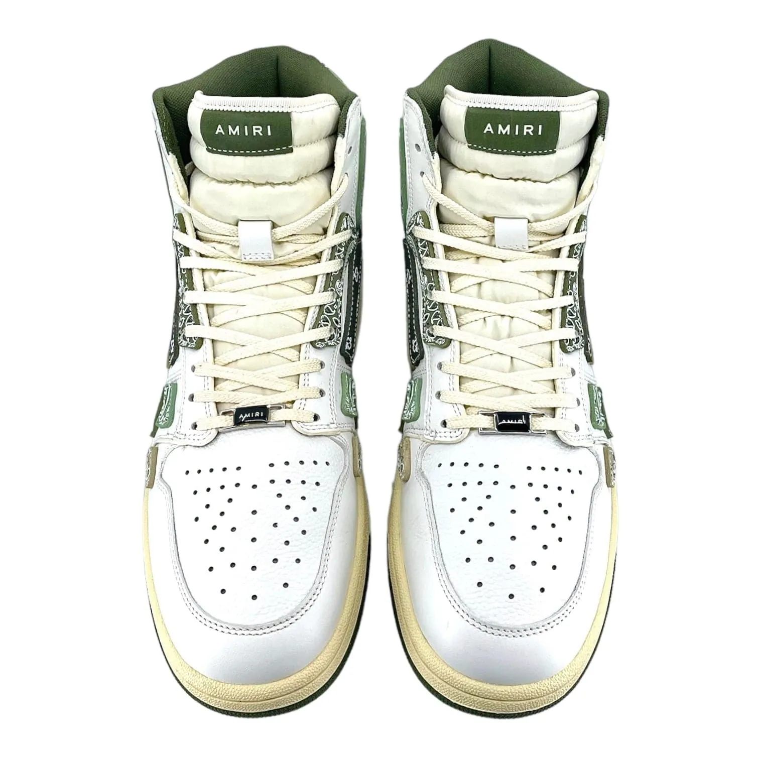 Amiri Skel Top Sneaker High White Olive Bandana Pre-Owned