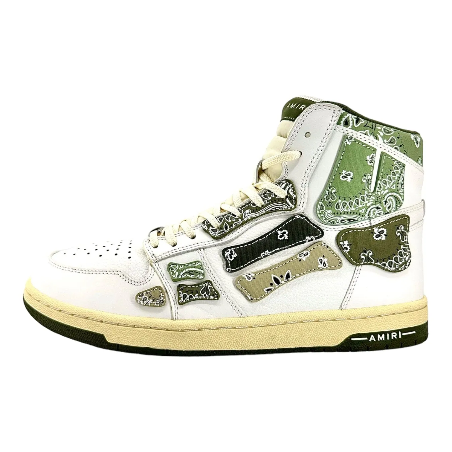 Amiri Skel Top Sneaker High White Olive Bandana Pre-Owned