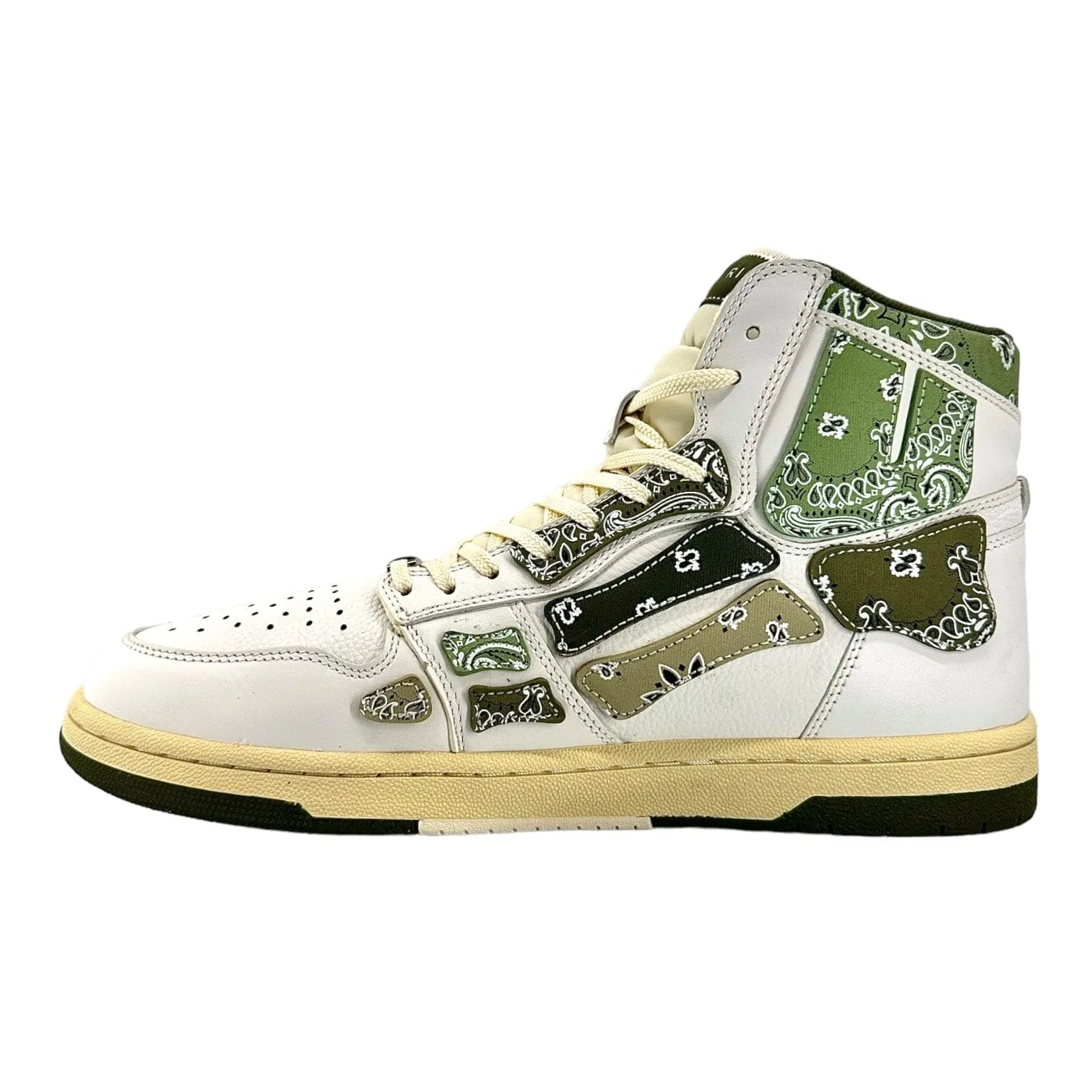 Amiri Skel Top Sneaker High White Olive Bandana Pre-Owned