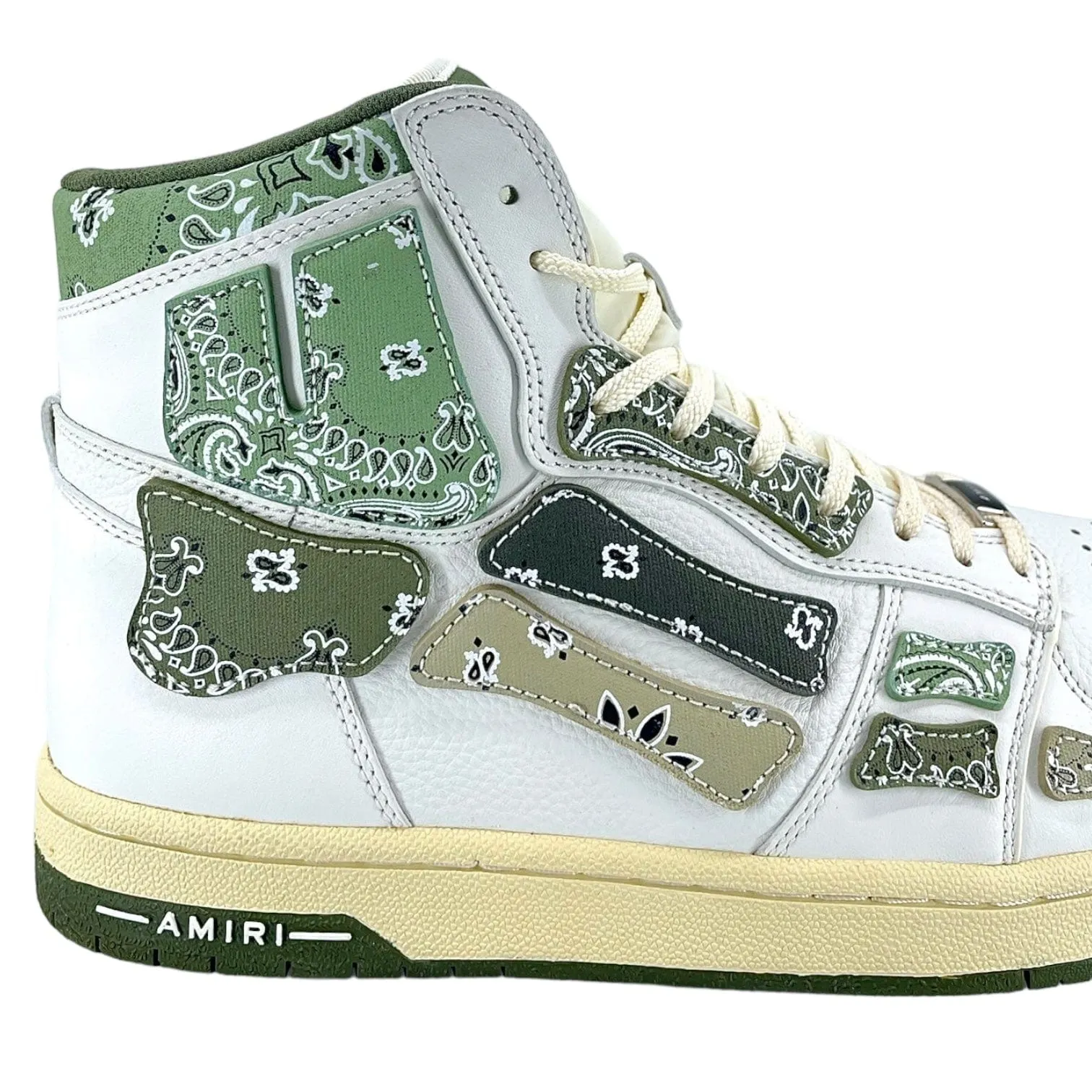 Amiri Skel Top Sneaker High White Olive Bandana Pre-Owned