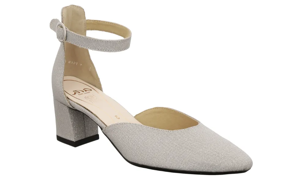 Ara - London Mid-Heel with Ankle Strap Silver