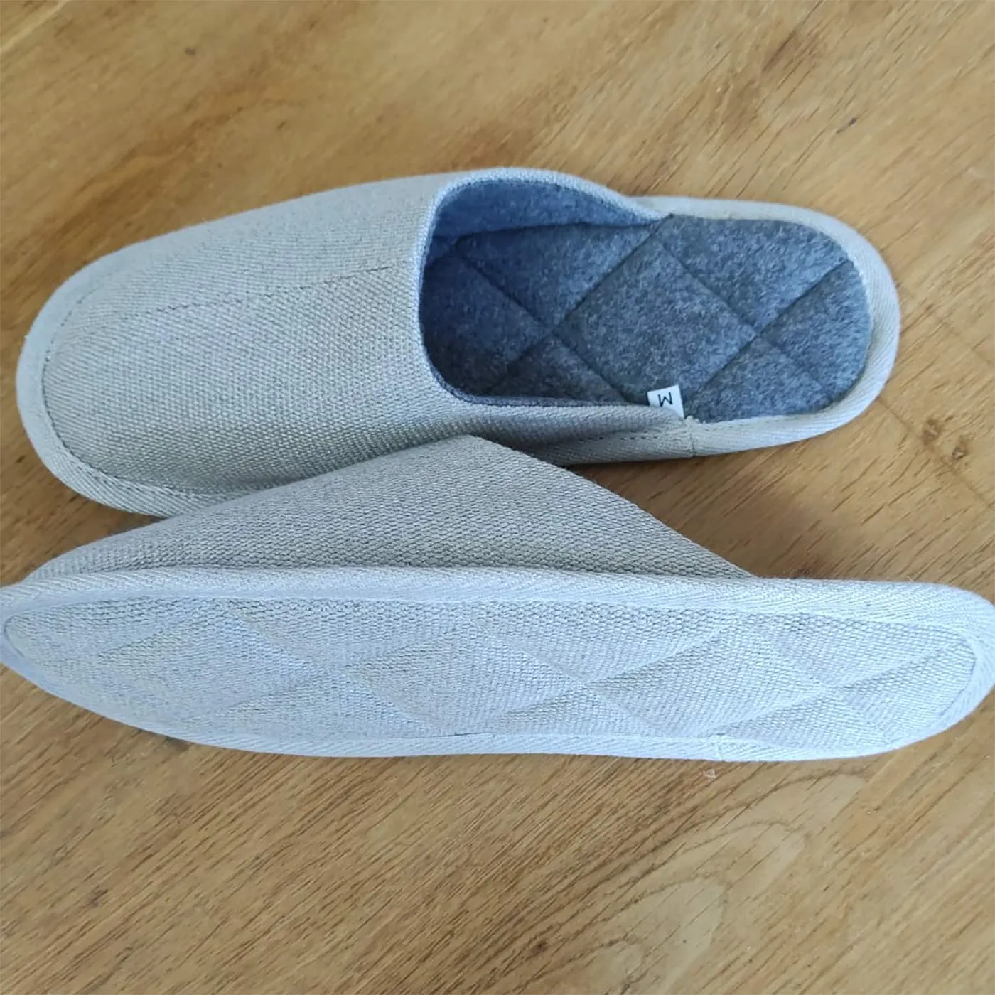 ATAMI Glue-free Organic Hemp House Shoes Slippers (100% Organic Cotton Fleece Lining; Elastic-Free, Latex-Free; Vegan)