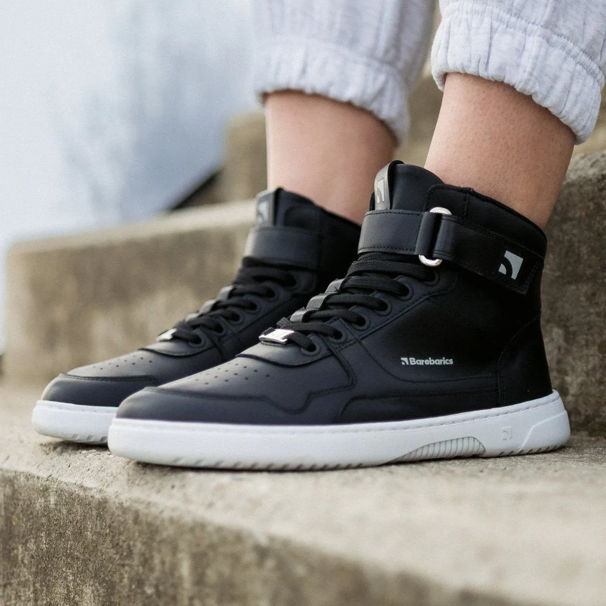 Barefoot Sneakers Barebarics Zing - High Top - Black & White - Leather