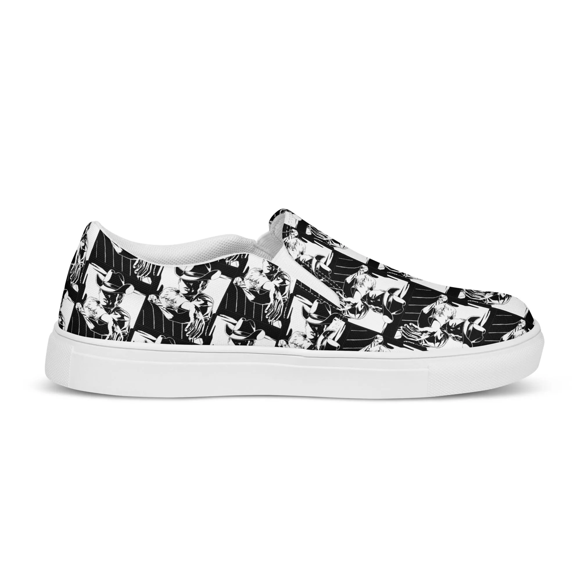 Black & White Cowboy Women’s Slip-on Canvas Shoes