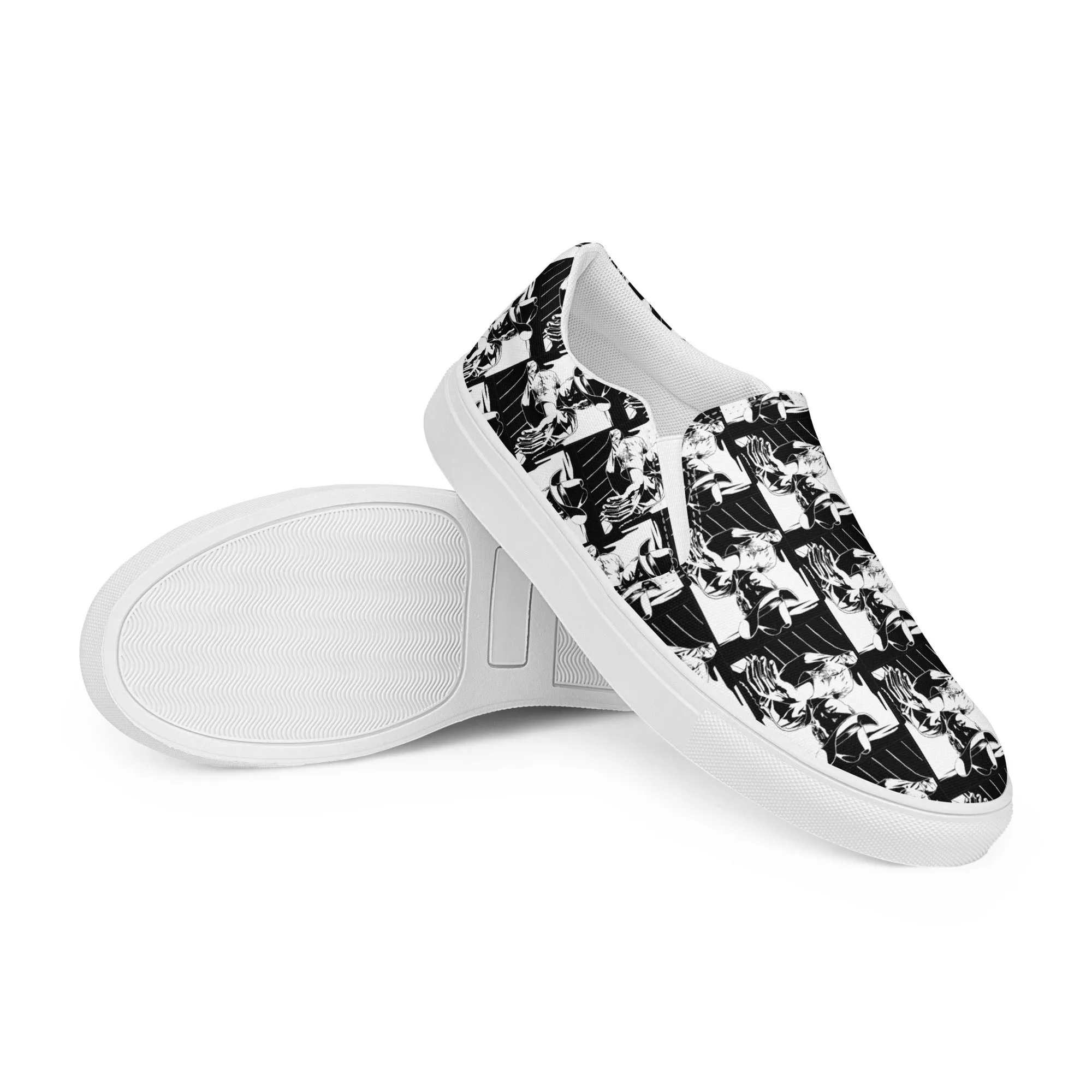 Black & White Cowboy Women’s Slip-on Canvas Shoes