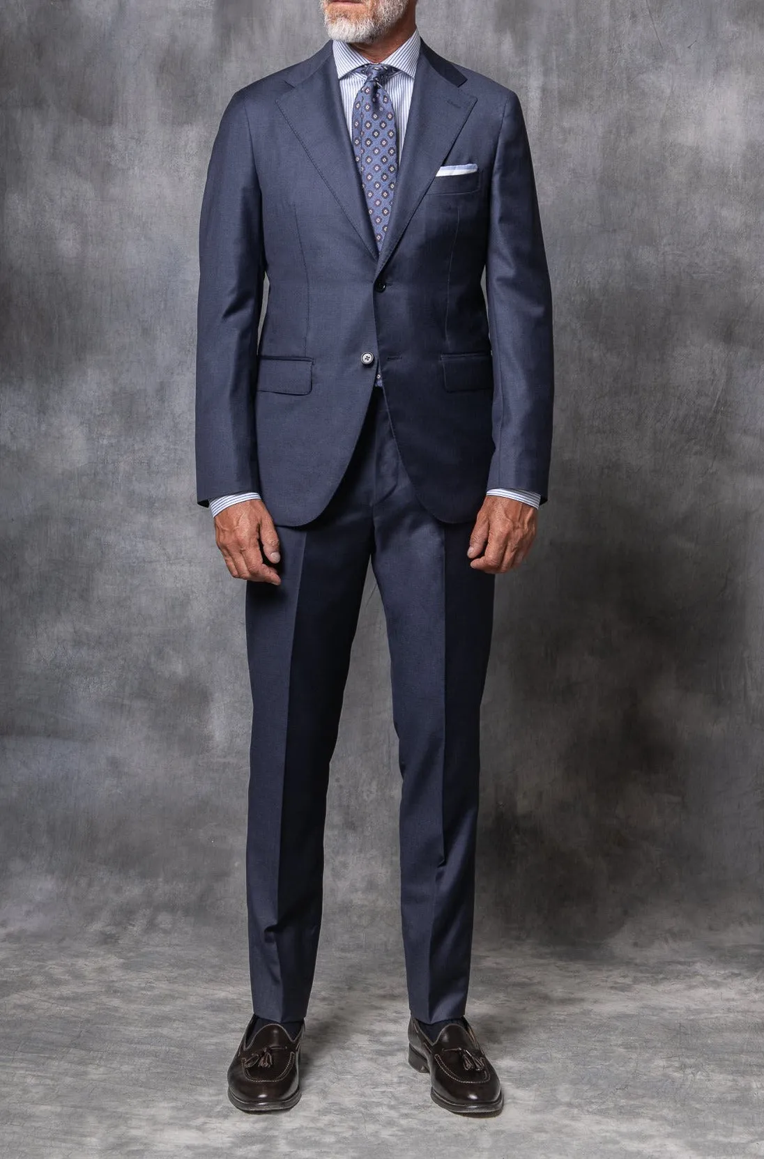 Blue Avio Full Canvas Suit - Made in Italy