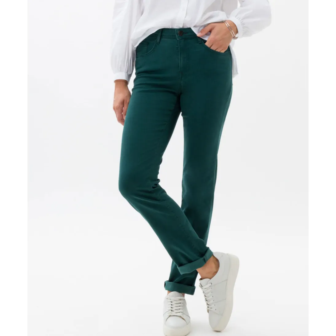 Brax Mary Trouser in Sateen Stretch 71-1707 Dark Malachite