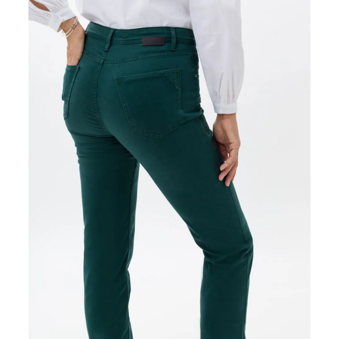 Brax Mary Trouser in Sateen Stretch 71-1707 Dark Malachite