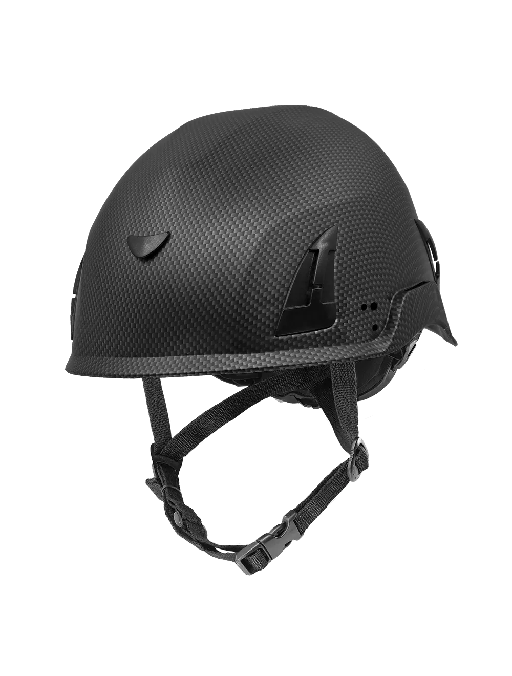 Bullhead Safety™ Head Protection - Matte Black Graphite Climbing Style Protective Helmet with Six-Point Ratchet Suspension and Four-Point Chin Strap - HH-CH1-CB