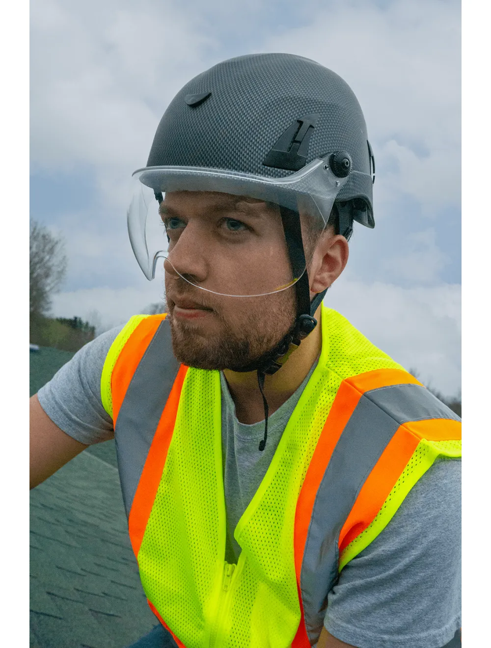 Bullhead Safety™ Head Protection - White Climbing Style Protective Helmet with Six-Point Ratchet Suspension and Four-Point Chin Strap - HH-CH1-W