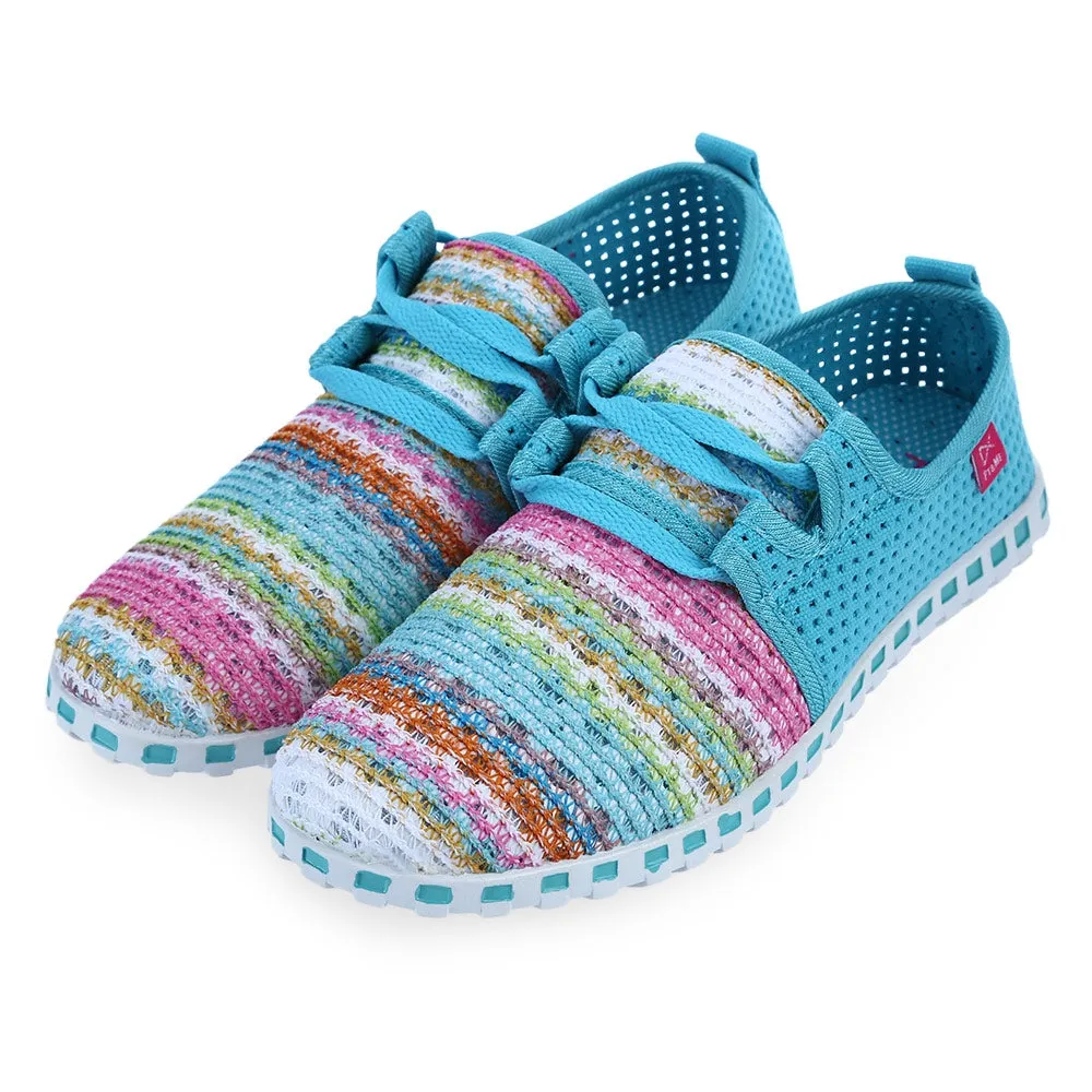 Casual Colorful Hollow Out Lace Up Flat Shoes for Ladies