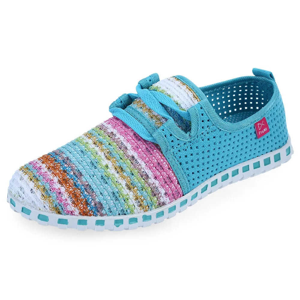 Casual Colorful Hollow Out Lace Up Flat Shoes for Ladies