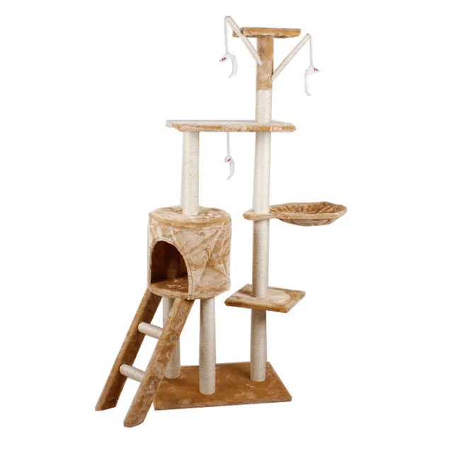 Cat Climbing Tree Tower Condo Scratcher Furniture Kitten House Hammock with Scratching Post and Toys for Cats Kittens Playhouse