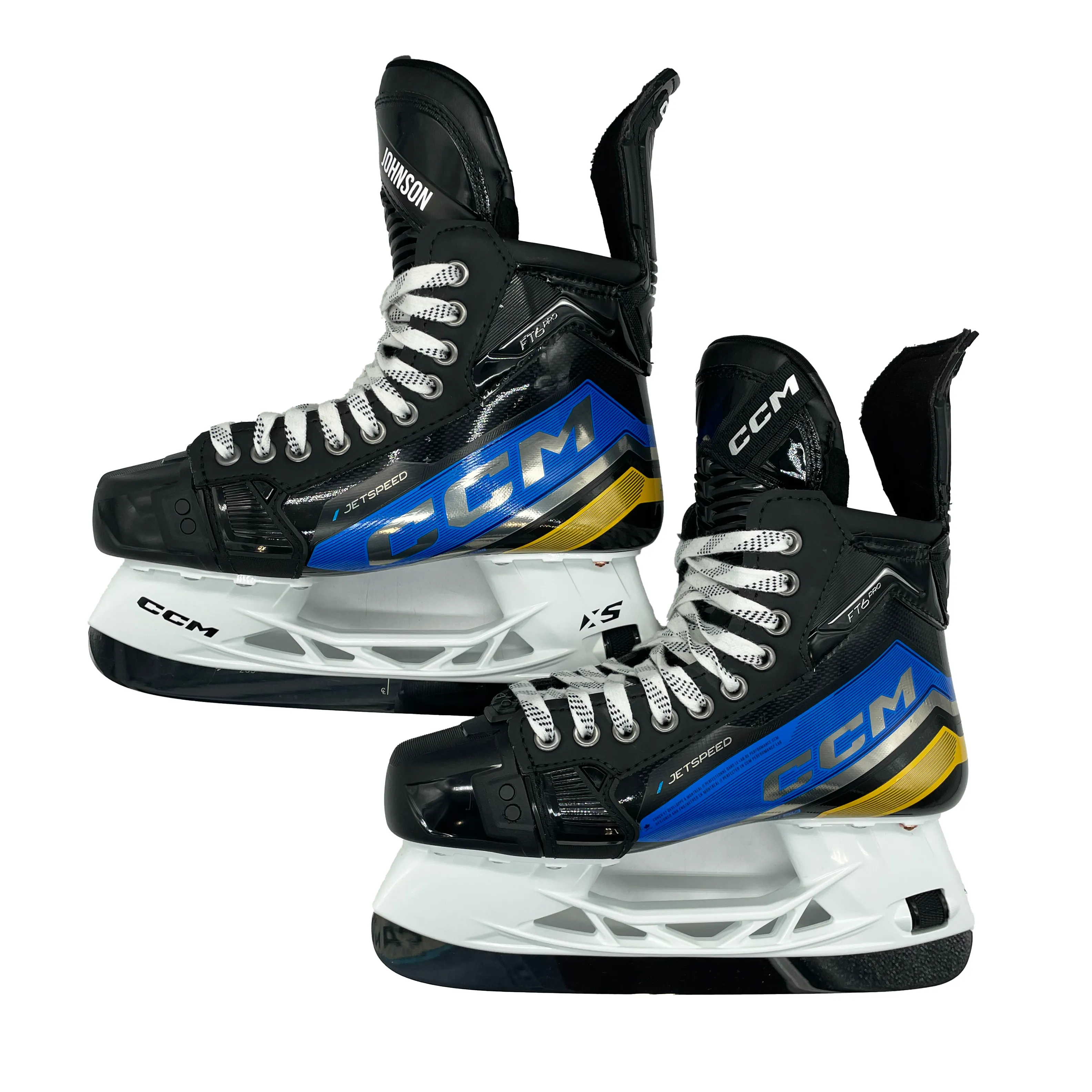 CCM Jetspeed FT6 Pro - Pro Stock Hockey Skates - Size 7W (Baby Blue/Yellow)