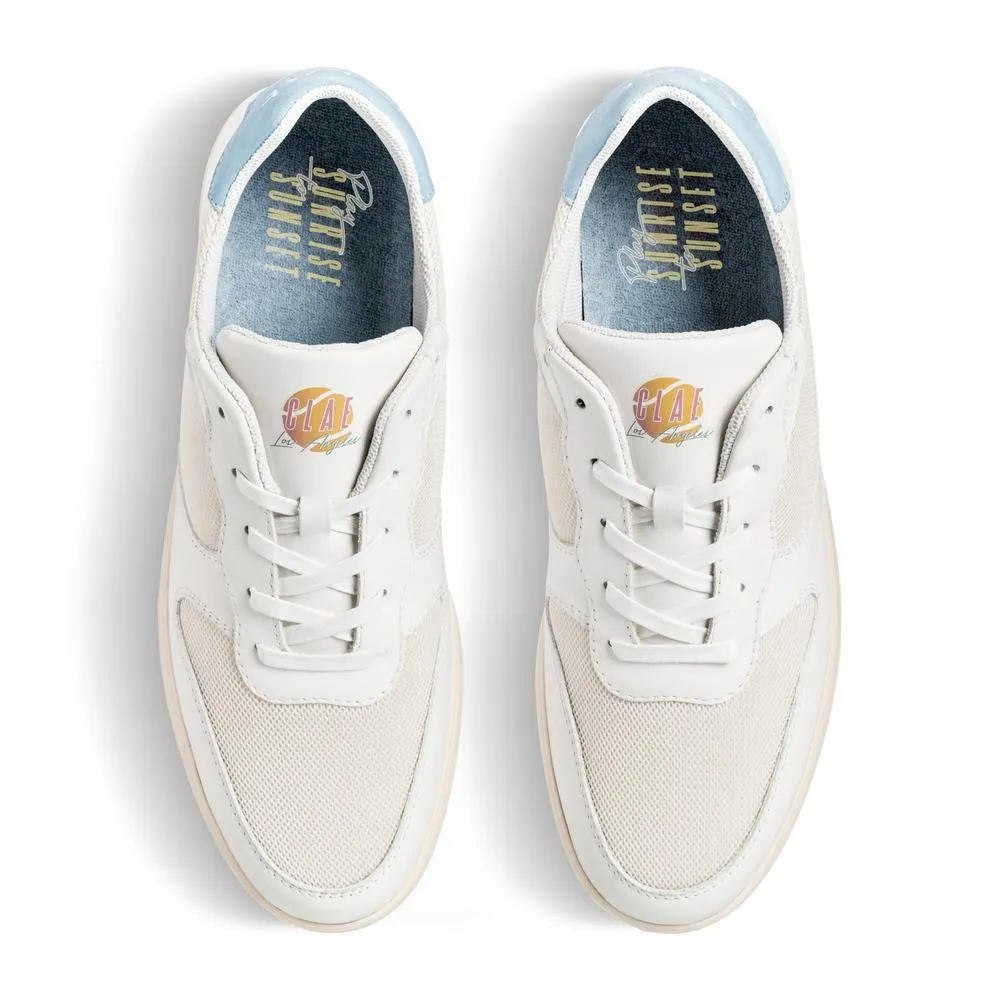 CLAE Malone Lite Limited Edition Sneaker In White Leather Blue Green Lite