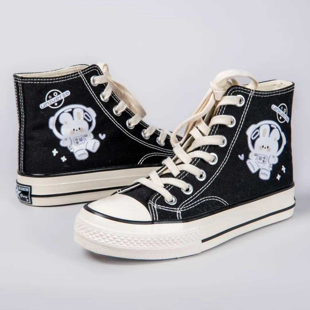 *CLEARANCE* Flying Space Bunny High Top Canvas Shoes - Women's