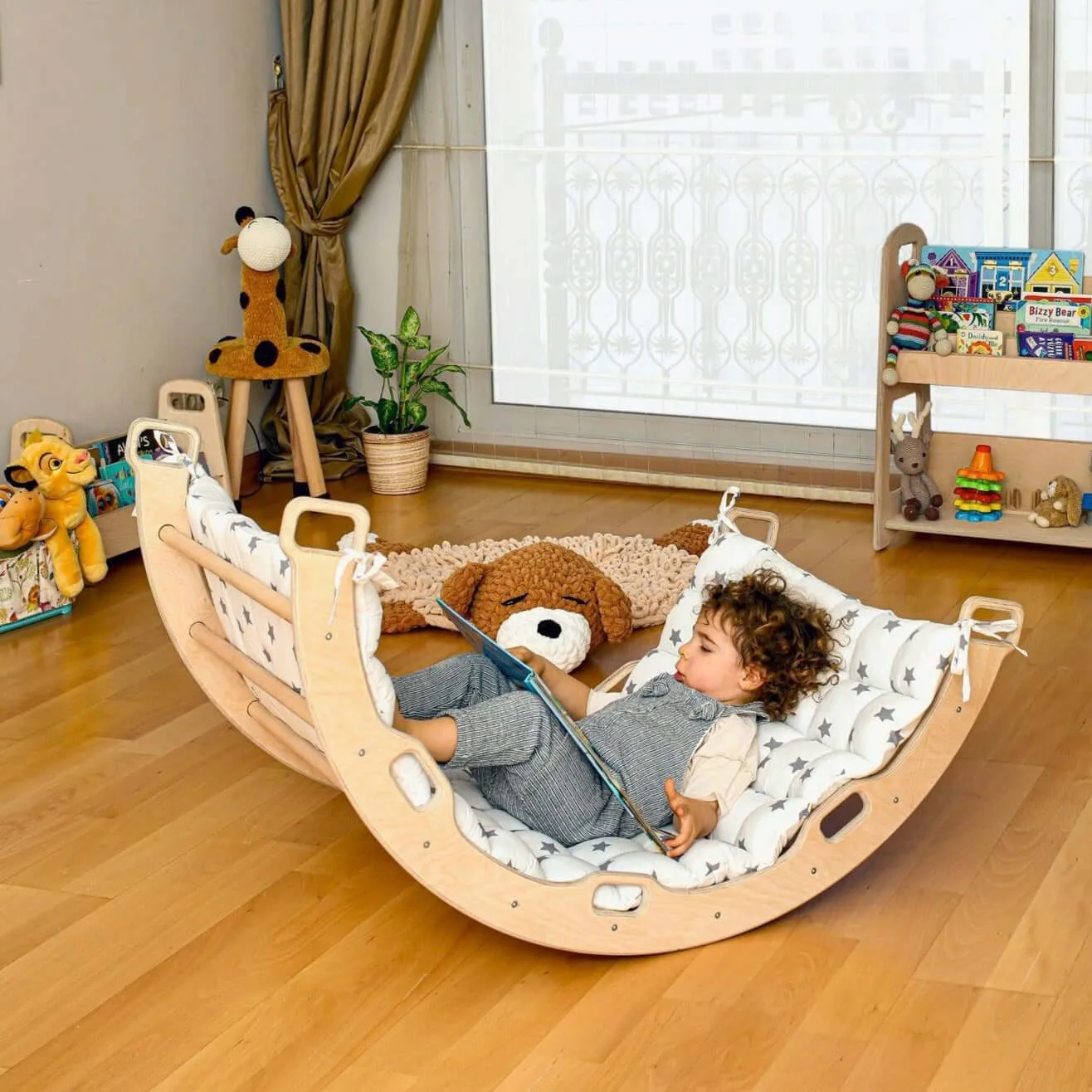 Climbing Arch / Rocker and White Star Pillow | Imaginative Play Set