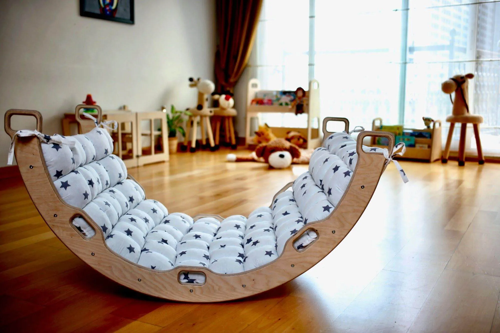 Climbing Arch / Rocker and White Star Pillow | Imaginative Play Set