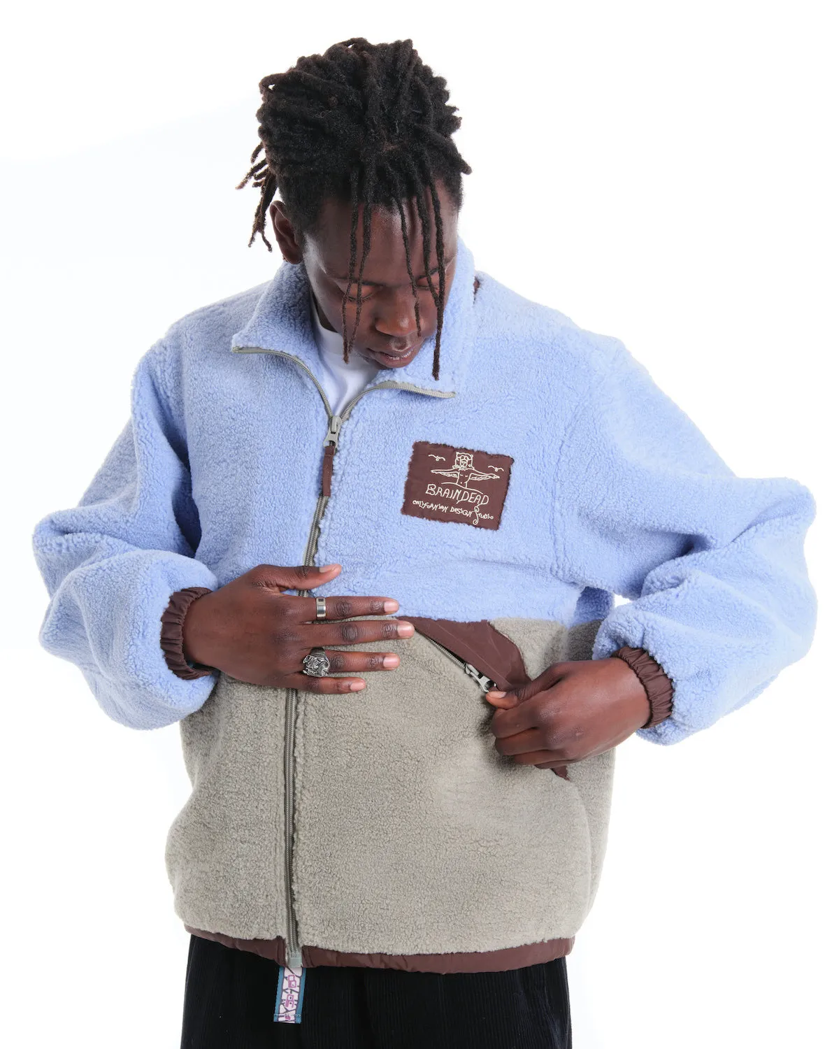 Climbing Californian Paneled Sherpa Full Zip Jacket - Blue/Seafoam