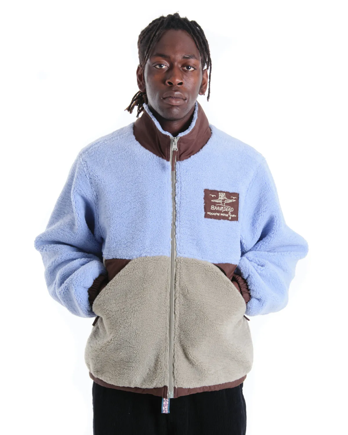 Climbing Californian Paneled Sherpa Full Zip Jacket - Blue/Seafoam