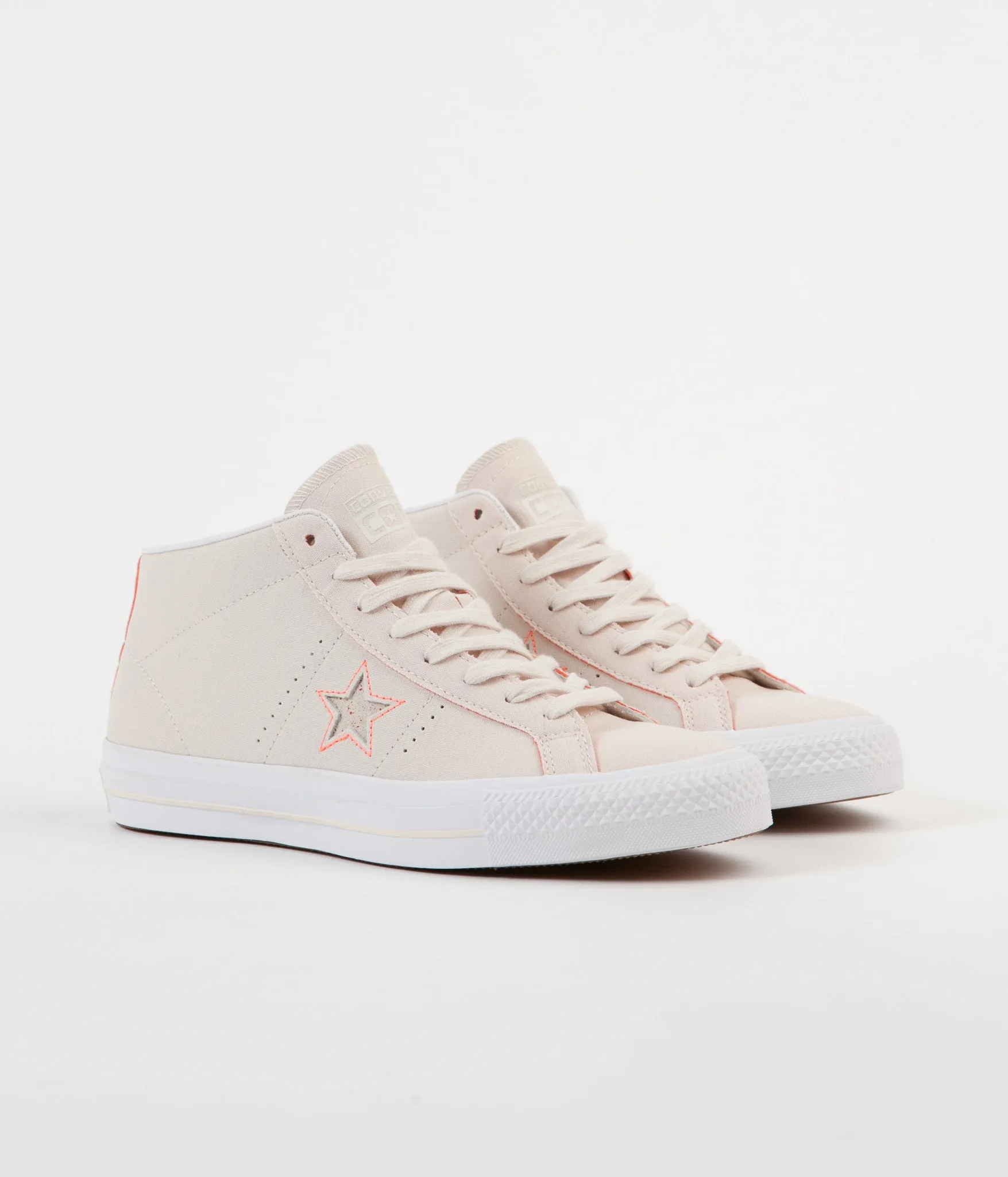 Converse One Star Pro Mid Shoes - Natural / Orange / White