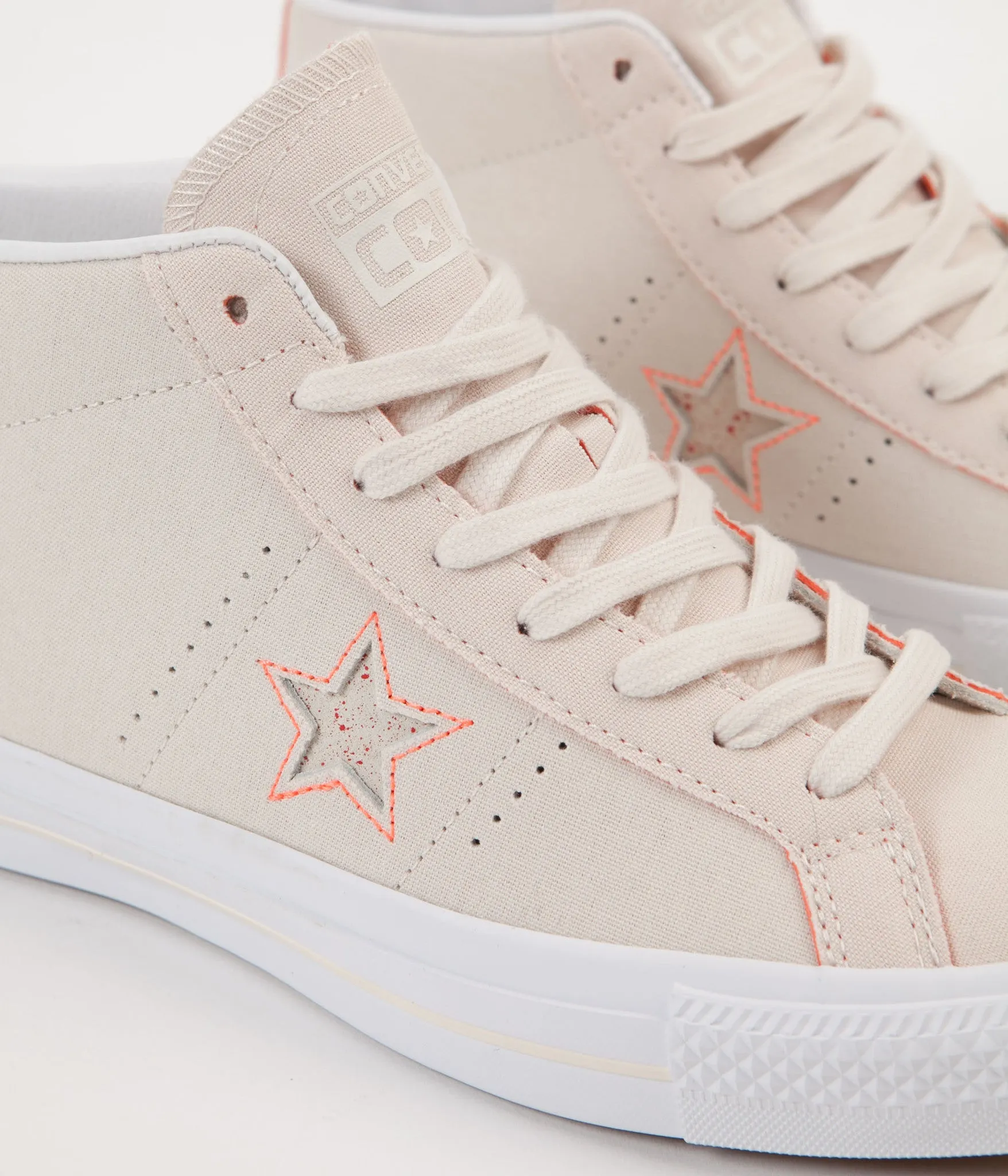 Converse One Star Pro Mid Shoes - Natural / Orange / White