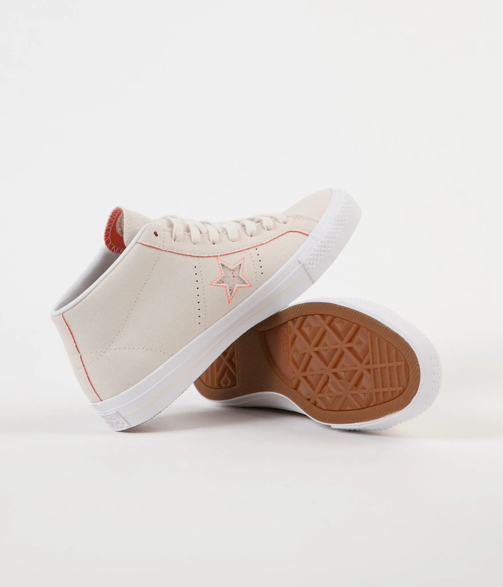 Converse One Star Pro Mid Shoes - Natural / Orange / White