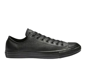 CONVERSE WOMEN'S CHUCK TAYLOR ALL STAR LOW TOP TRIPLE BLACK LEATHER SHOE