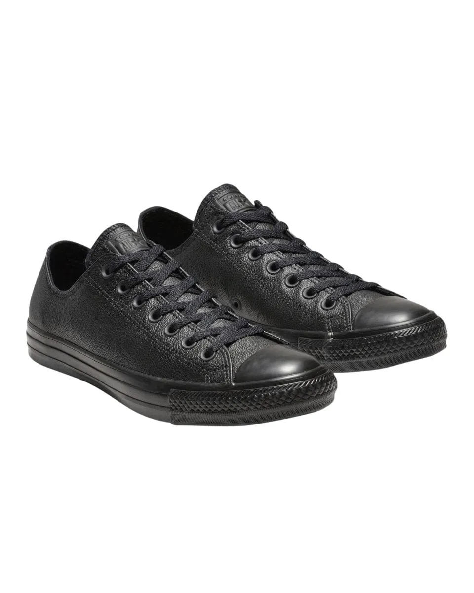 CONVERSE WOMEN'S CHUCK TAYLOR ALL STAR LOW TOP TRIPLE BLACK LEATHER SHOE