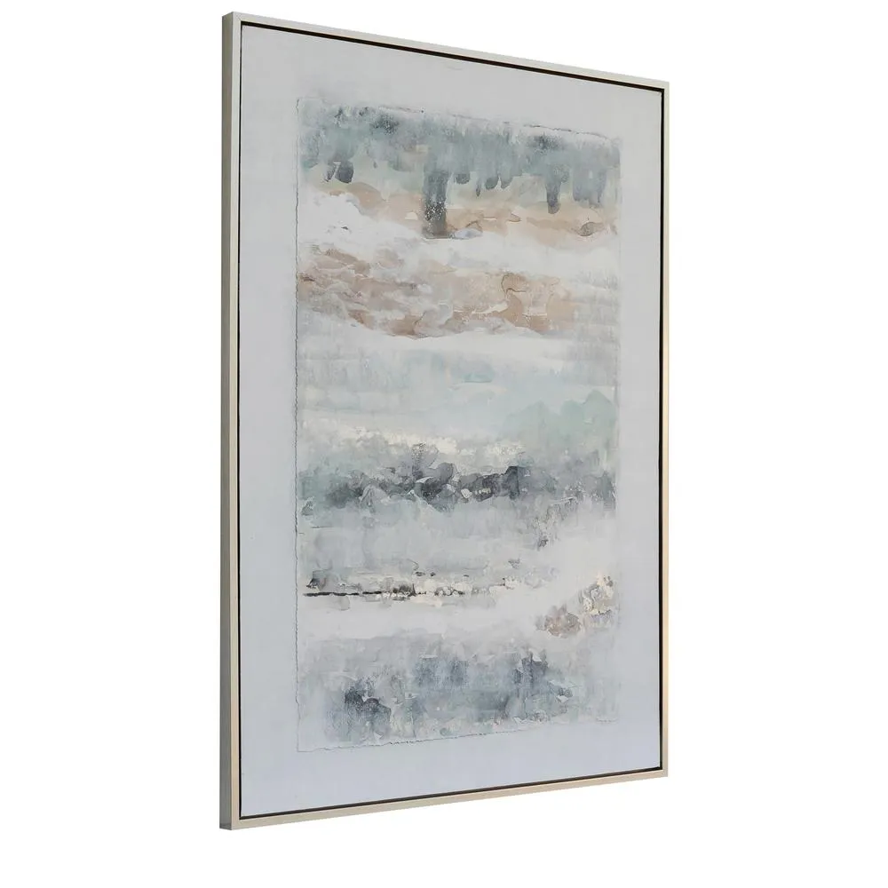 Crestview Collection Gemma Wall Art, White Blue & Brown, Framed Canvas