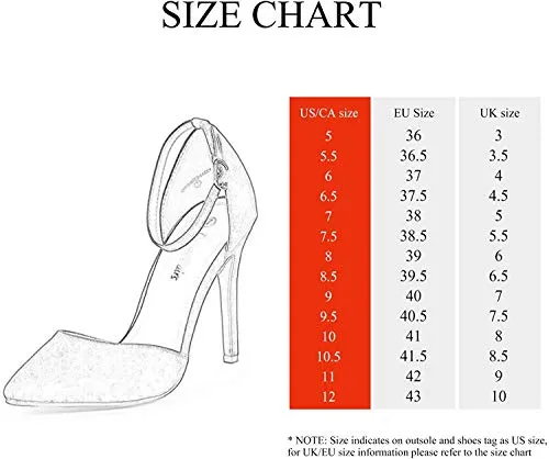 DREAM PAIRS Women's Pointed Toe Ankle Strap High Heels Pumps Dress Court Shoes Oppointed-Lacey Silver Glitter