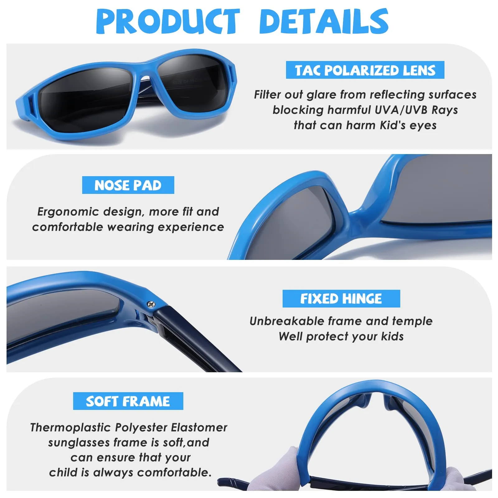 DUCO Polarized Kids Sunglasses with Strap for Boys Girls Youth Sports Baseball Shades UV Protection K029