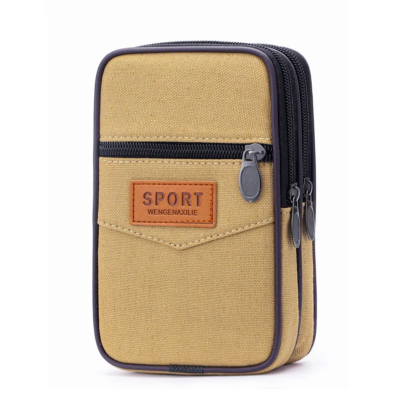 Enlarged Canvas Mobile Phone Bag Zipper Waterproof