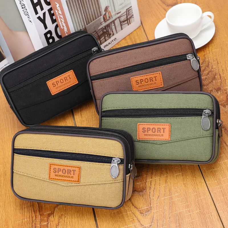 Enlarged Canvas Mobile Phone Bag Zipper Waterproof