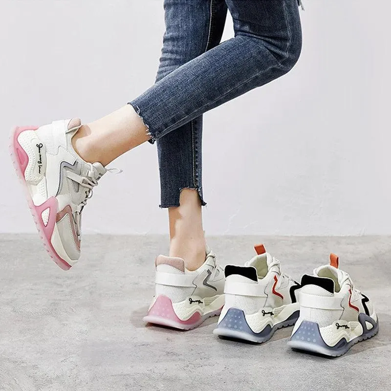 F27 Women's Casual Shoes - Leather Chunky Sneakers