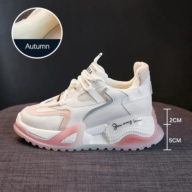 F27 Women's Casual Shoes - Leather Chunky Sneakers