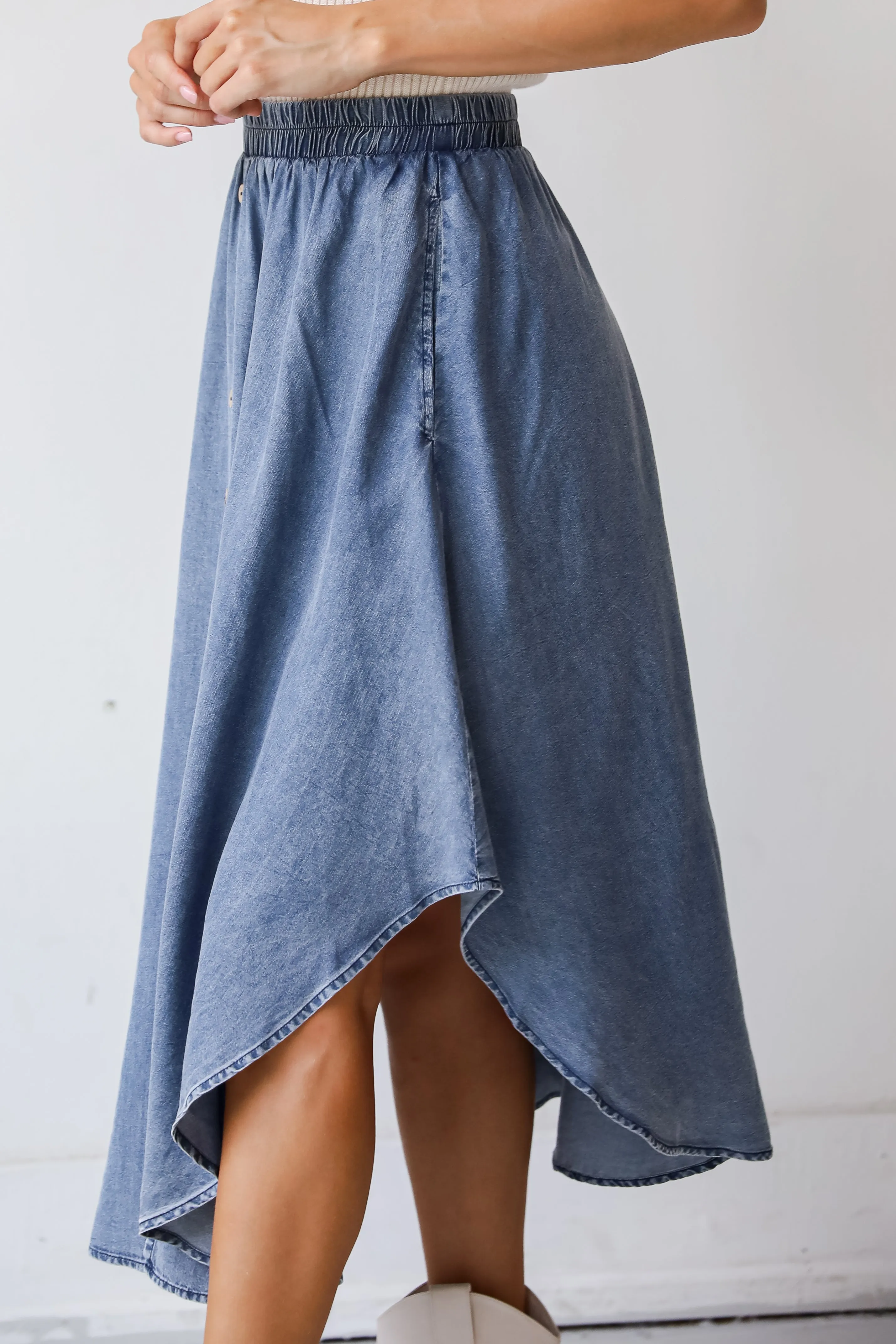 FINAL SALE - Pleasant Perception Denim Midi Skirt