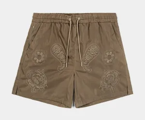 Floral Paisley Hybrid Mens Shorts (Taupe)