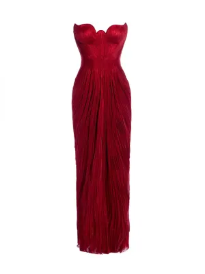 Girlary Customized Strapless Neckline Satin Straight Evening Dress Sexy Open Lace Up Back Floor Length High Slit Gown For Women 2024