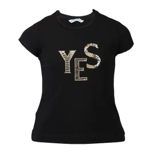 GIRLS SHORT-SLEEVE 'YES' T-SHIRT - BLACK