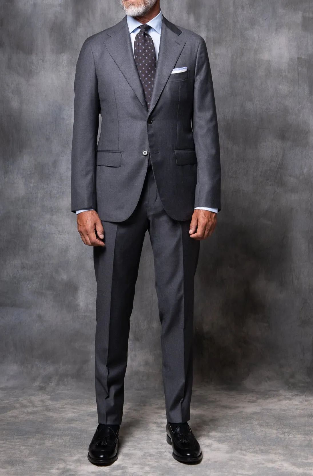 Grey full canvas suit in Loro Piana Super 150's wool - Made in Italy