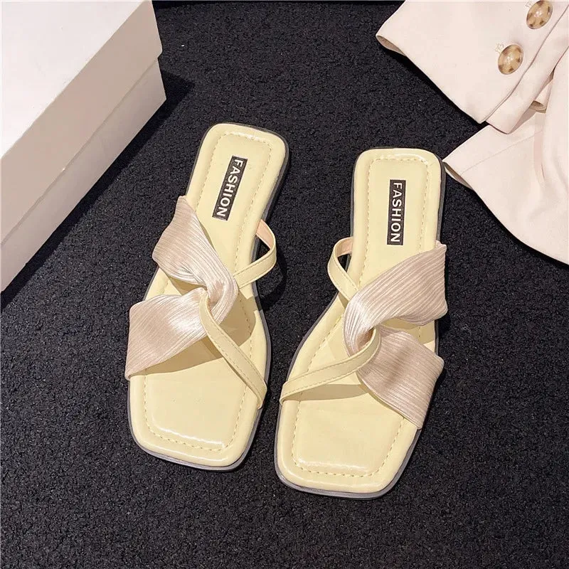 High end French style new niche matching skirt sandals small fragrant style slippers for women to wear in spring